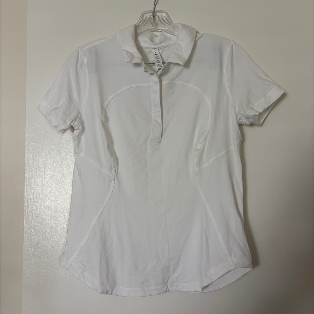 Lululemon White Quick Drying Short Sleeve Polo